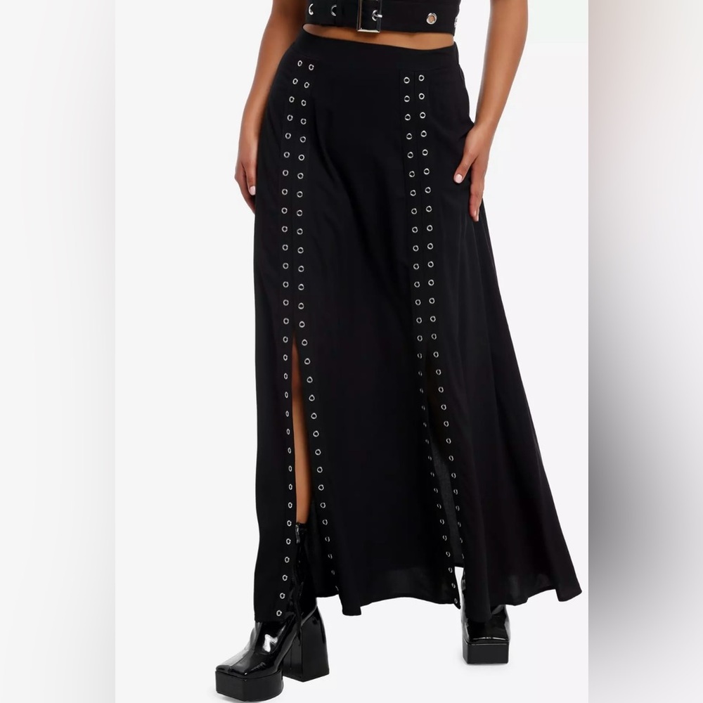 Black Eyelet Maxi Skirt